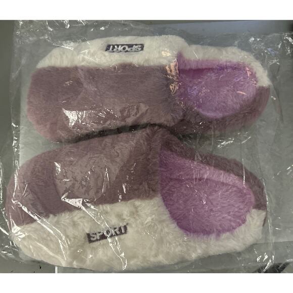 Fuzzy House Slippers Colorblock Women Size 6 - Picture 6 of 6
